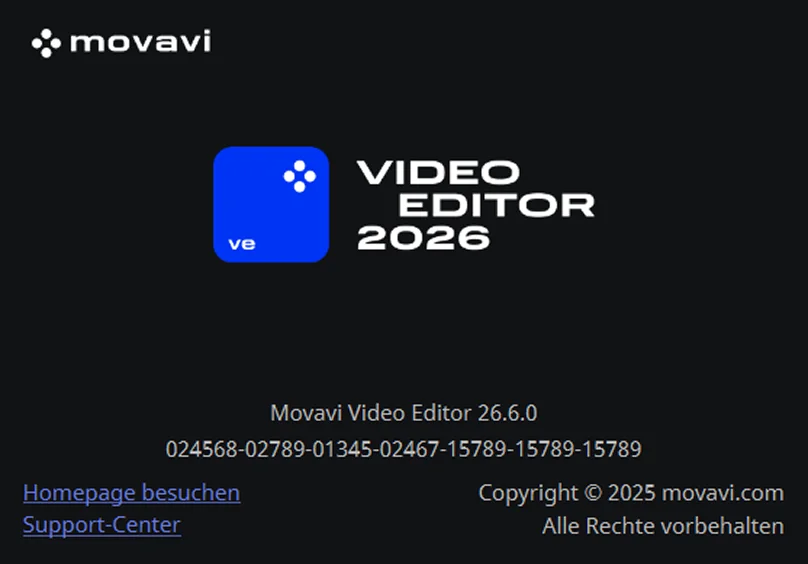 About window in activated Movavi Video Editor