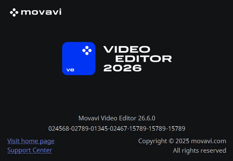 About window in activated Movavi Video Editor