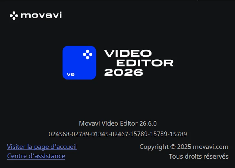 About window in activated Movavi Video Editor