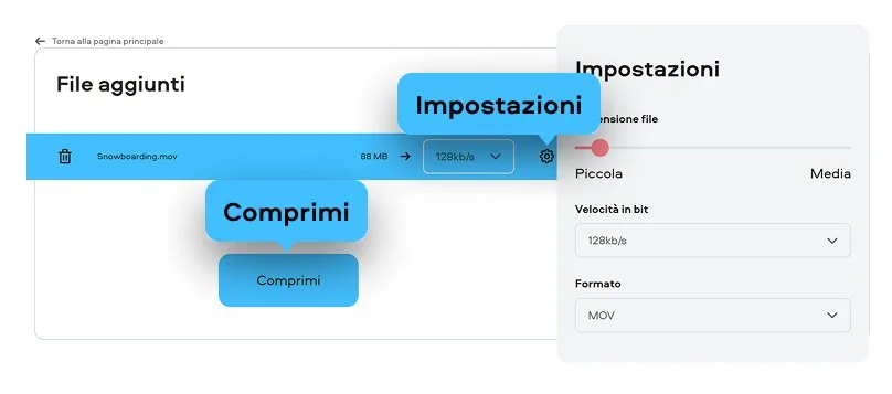 Step 2. Compress video online.