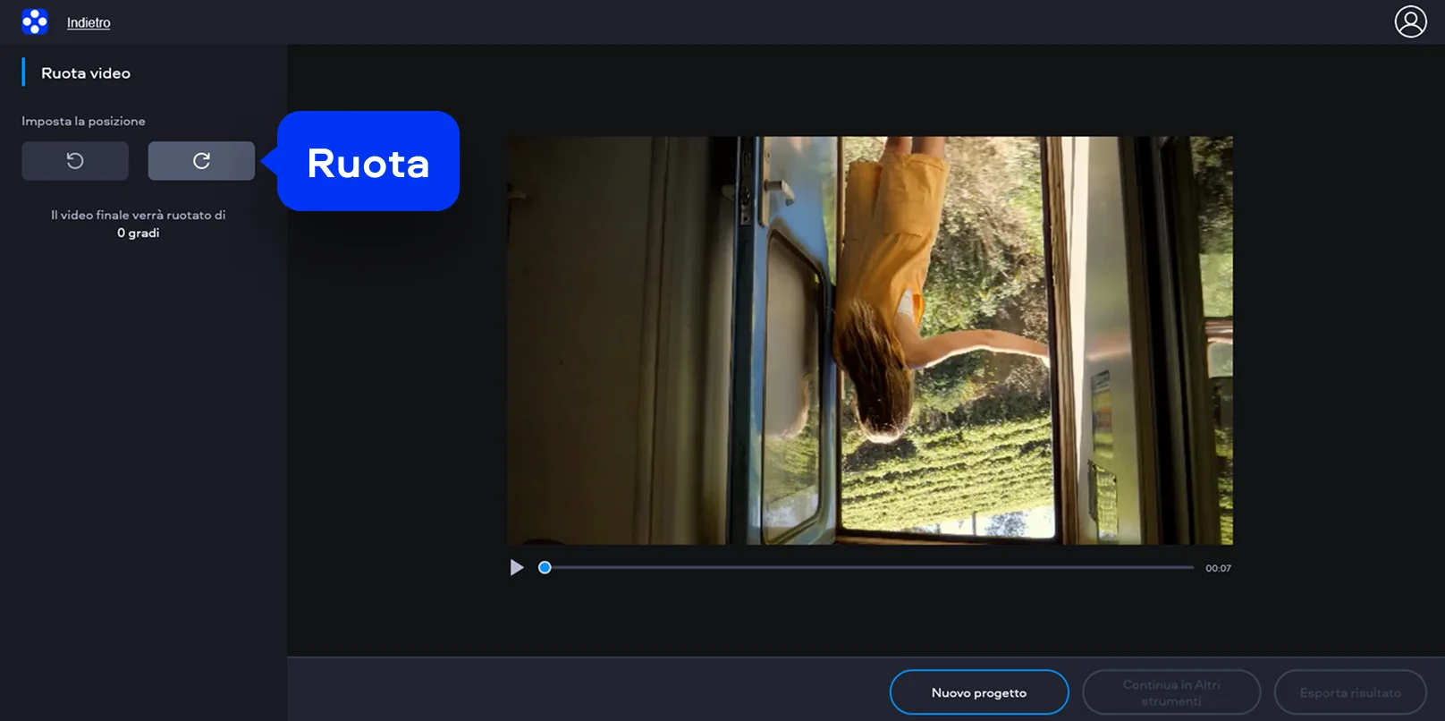 Step 2. Rotate video online.