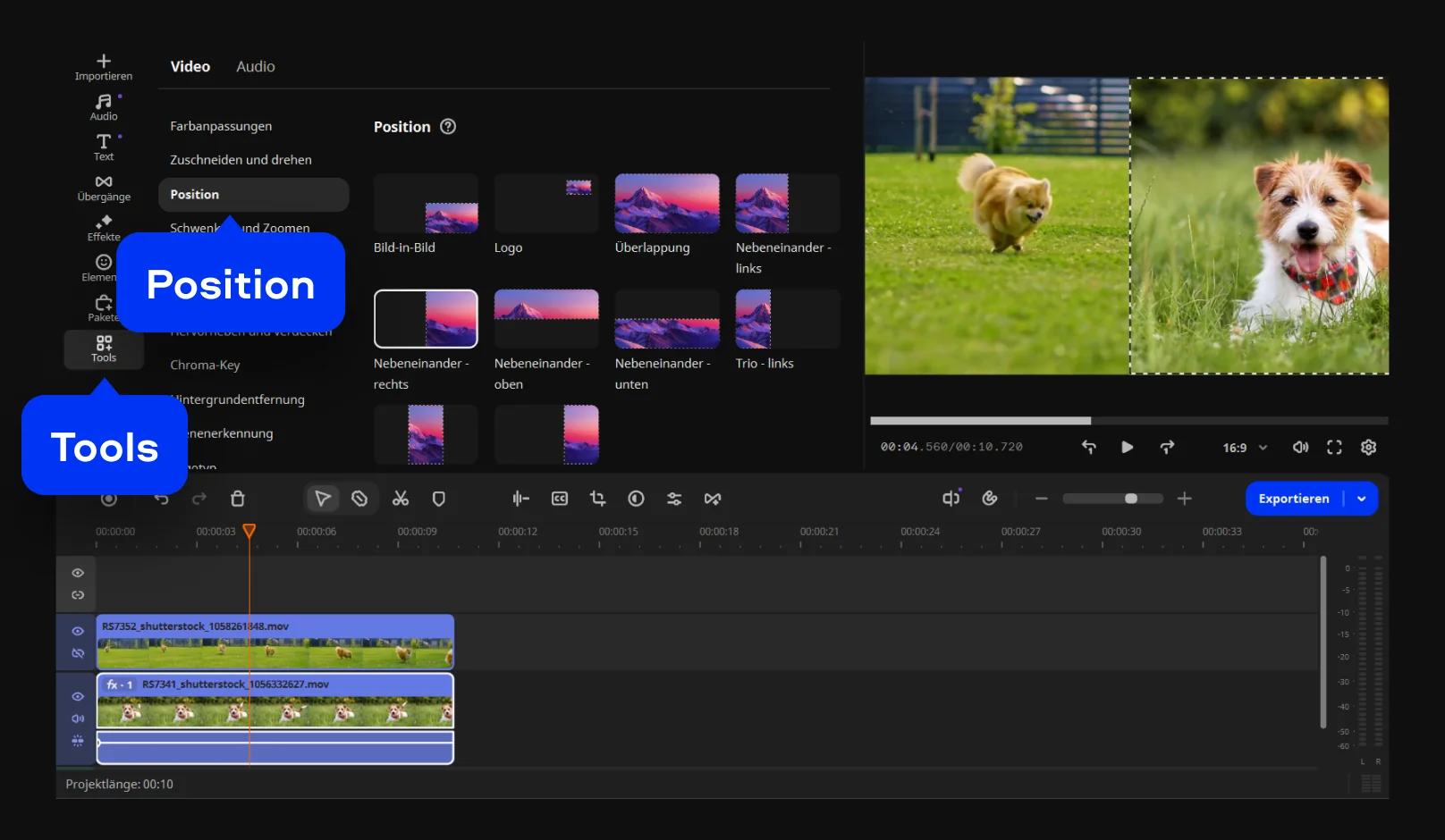 Step 3. Create split screen video on PC or Mac.
