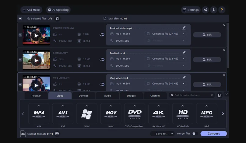 movavi video converter batch conversion screenshot
