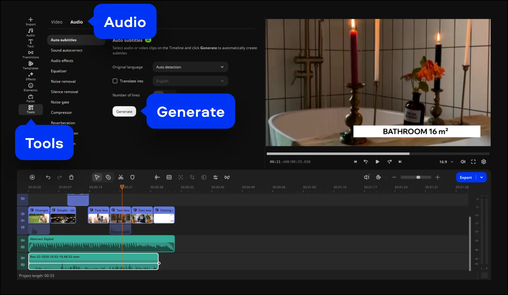 Add captions for your real estate video in Movavi Video Editor