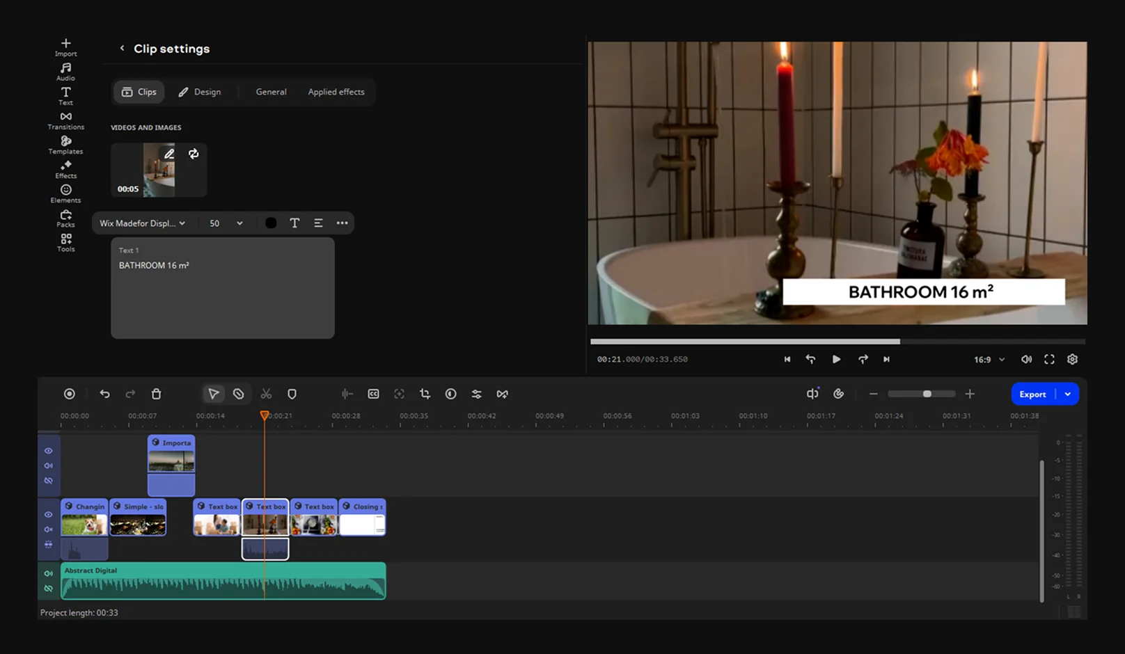 Customize the real estate video template in Movavi