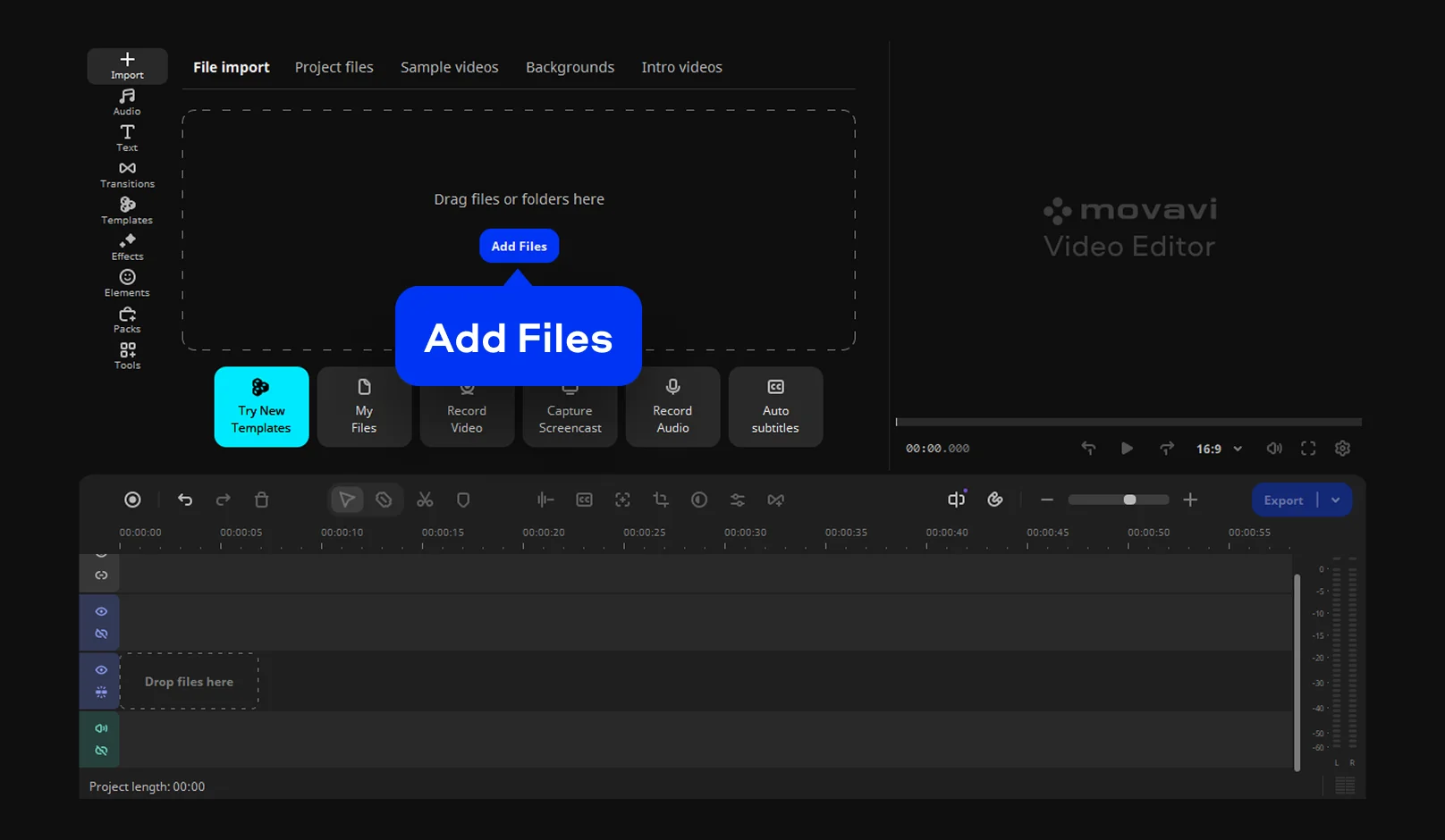 Import files in the Movavi real estate video maker