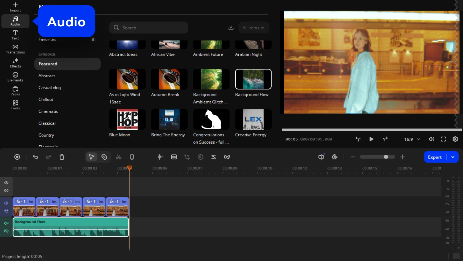 Make a time-lapse in Movavi Video Editor: Add music