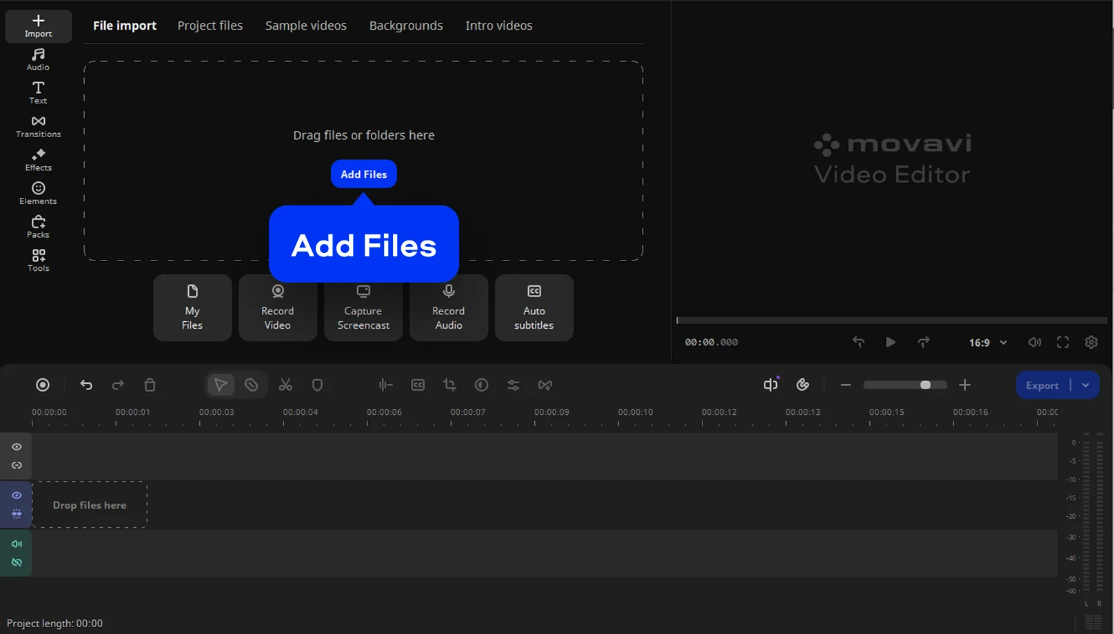 Time-lapse guide: Import files in Movavi Video Editor