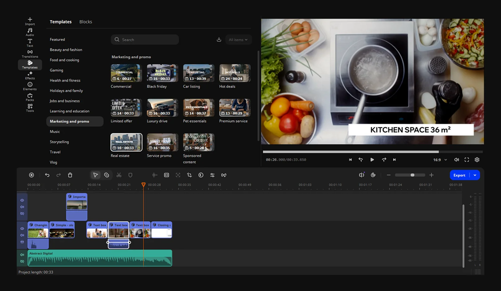 Add your own footage in Movavi's real estate video template