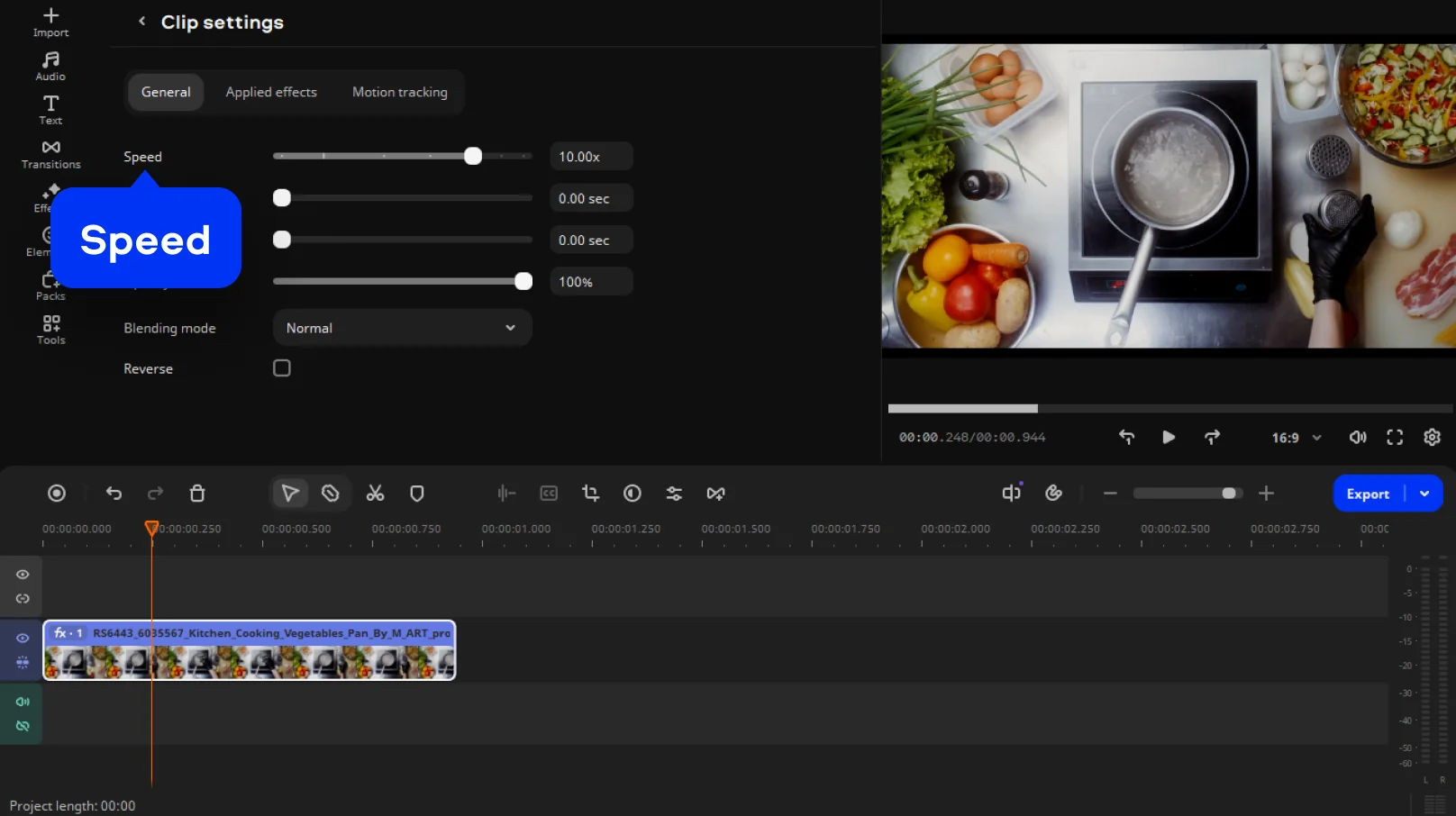 How to makes a time-lapse: Increase the video speed in Movavi