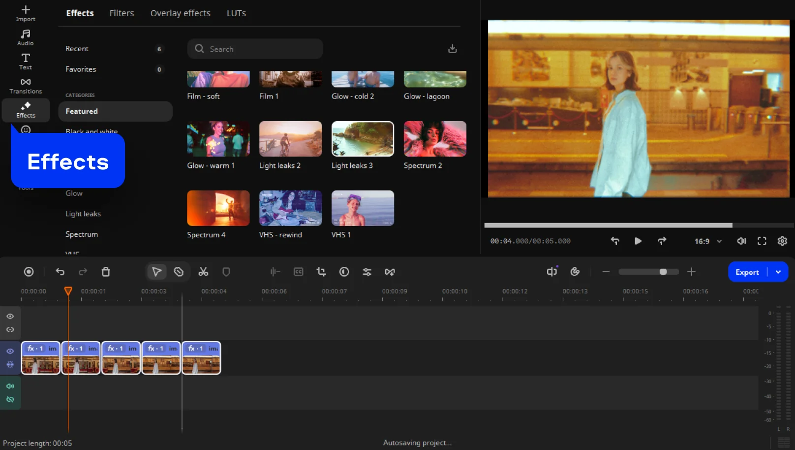 Make a time-lapse in Movavi Video Editor: Add effects