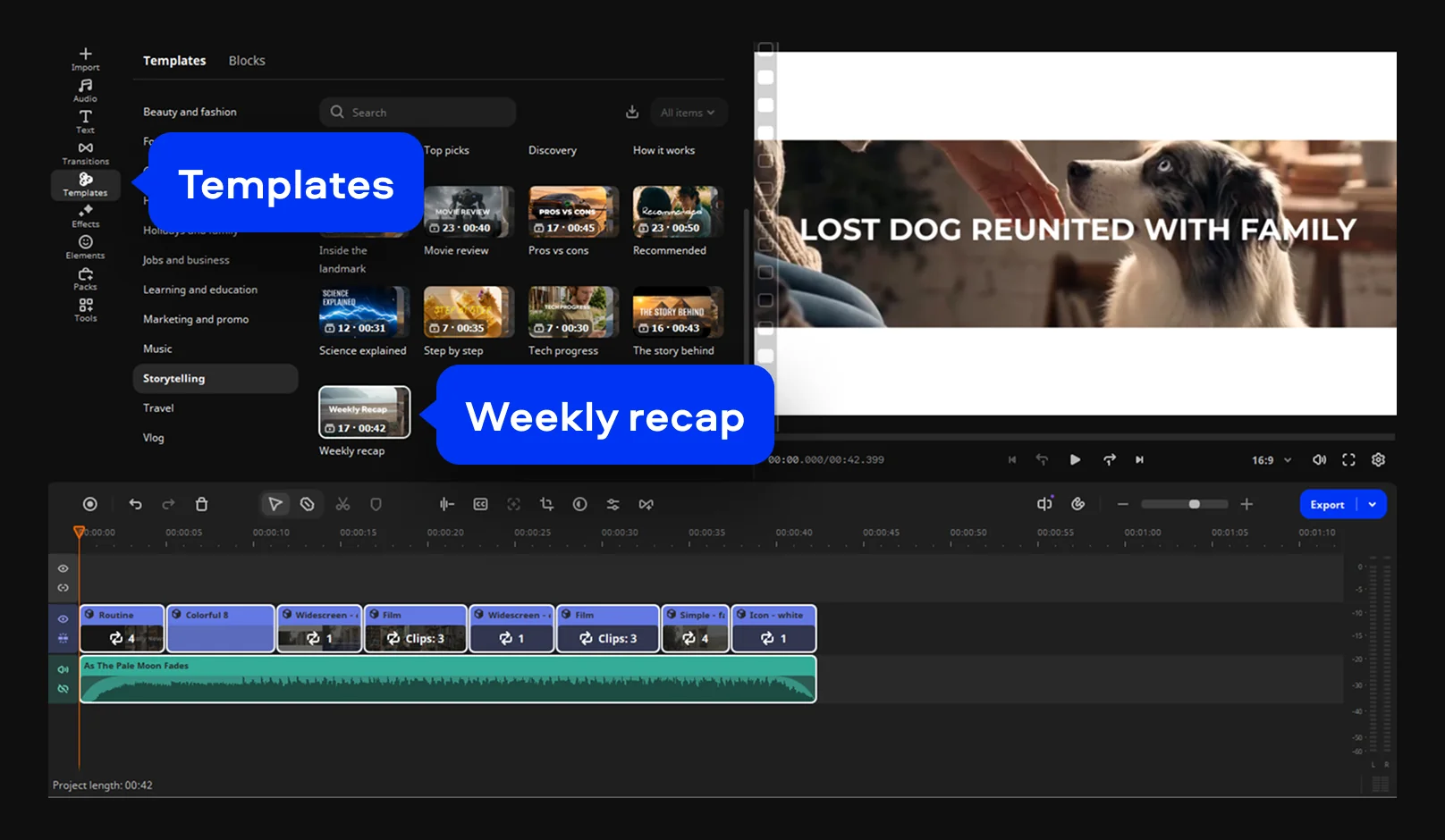 Select the news video template in Movavi Video Editor