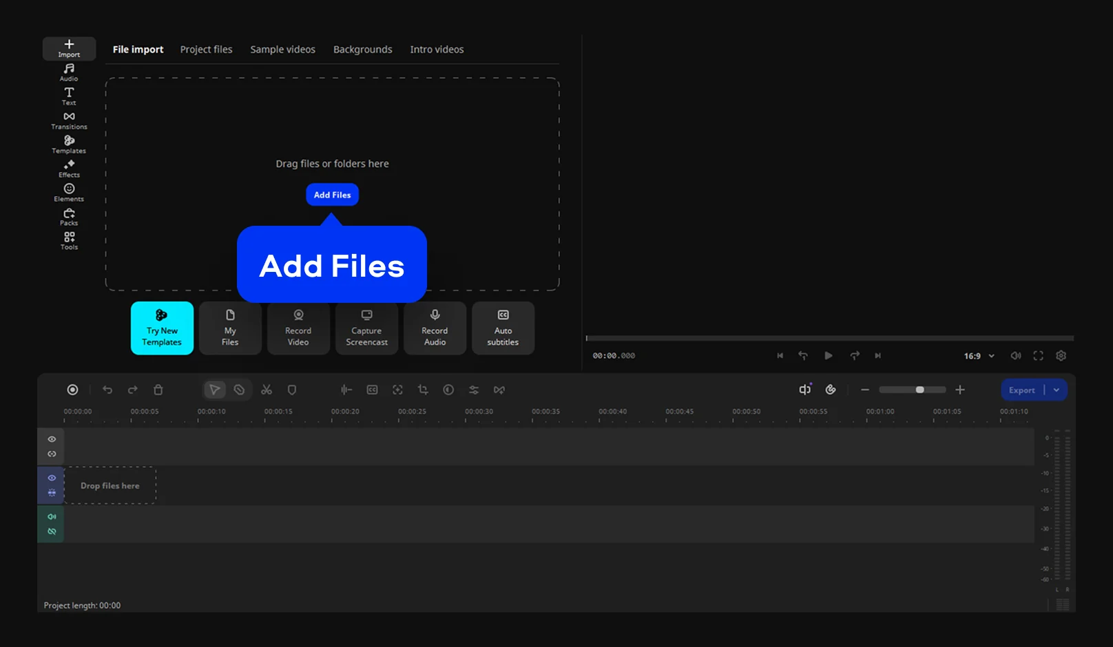 Add your files in Movavi Video Editor