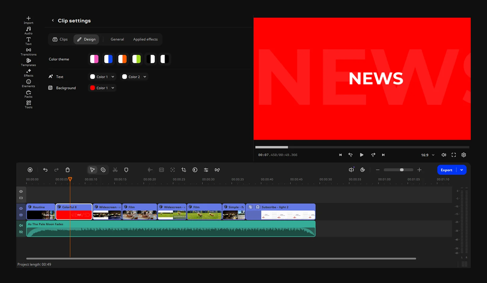 Customize the titles in the Movavi breaking news video template 
