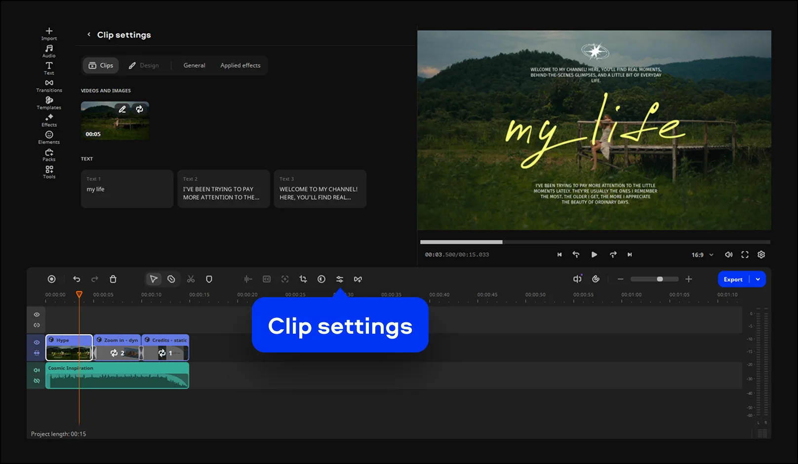 Customize templates in Movavi Video Editor