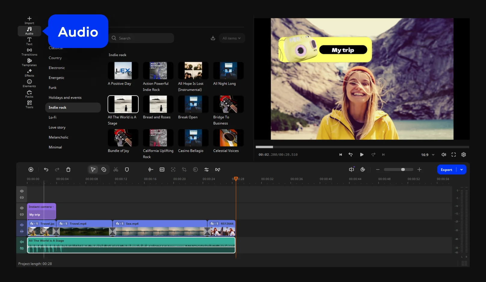 Add music in Movavi's video editor for beginners