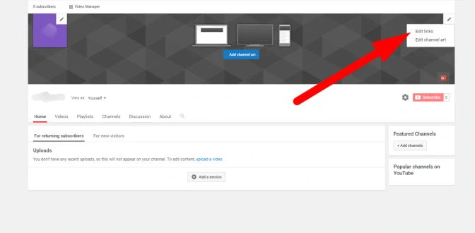 How to add social media icons to your YouTube channel banner