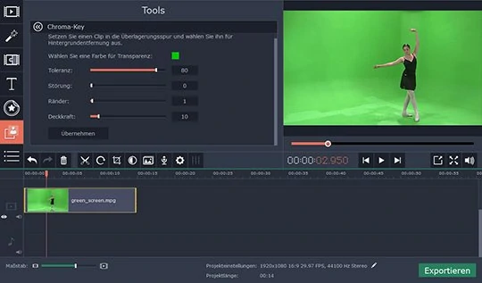 Erstellen Sie Chroma-Key in Movavis Programm