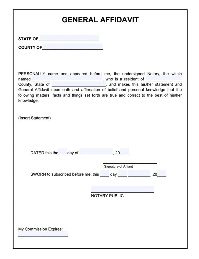 General affidavit template