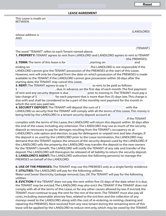 Rental agreement template - page 1