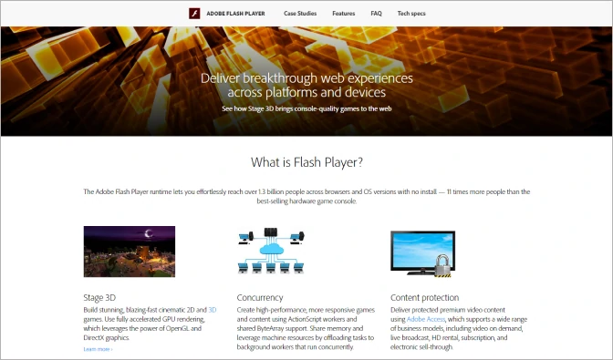 Adobe Flash Player – an SWF player