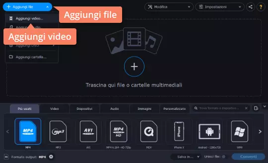 Cambiate il formato del video con due click