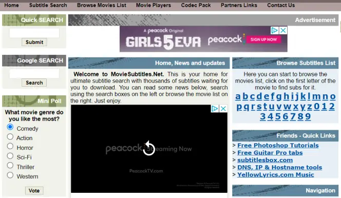 TVsubs – a site for downloading subtitles for TV series