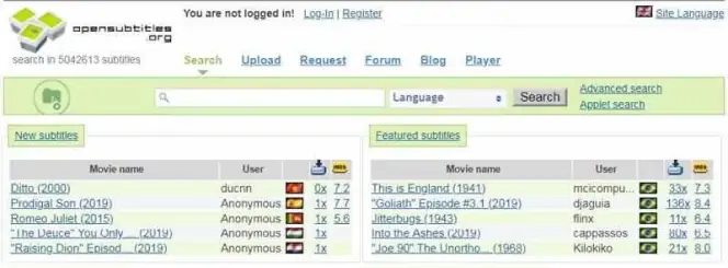 OpenSubtitles – a subtitle seeker website