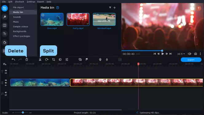 Split and delete footage the way you like